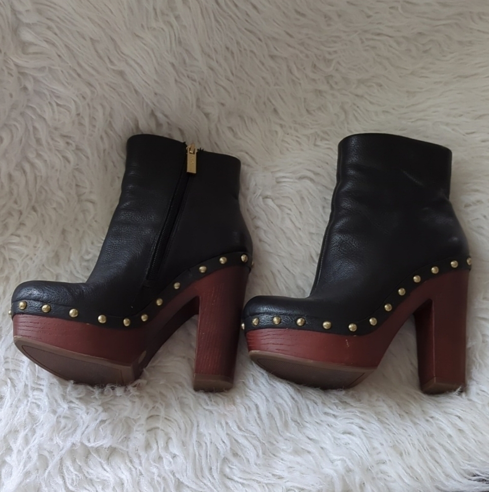 BCBGeneration Black Leather Studded Ankle Boots - Picture 3 of 7